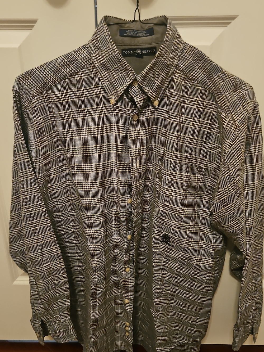 Tommy Hilfiger Olive and Black Plaid Button-Down Shirt
